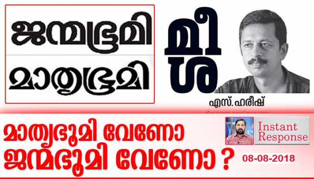 ആവിഷ്‌കാര സ്വാതന്ത്ര്യത്തെ സാമുദായിക പ്രശ്നമാക്കുന്നതെന്തിന്? ഭഗവതിയുടെ മുഖത്ത് തുപ്പുന്ന സിനിമയിറങ്ങിയ നാടാണ് നമ്മുടേത് എന്നോർക്കണം; മീശ വിവാദത്തിൽ മാതൃഭൂമി മാറ്റി ജന്മഭൂമി വരുത്തണോ? ഇൻസ്റ്റന്റ് റെസ്‌പോൺസ്