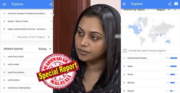 ശ്രീരാമിനൊപ്പം കാറിൽ ഉണ്ടായിരുന്ന വഫ ഫിറോസ് ആരാണ്? ഗൂഗിലിലും ഫേസ്ബുക്കിലും ഉത്തരം തേടി മലയാളികൾ കൂട്ടത്തോടെ പരതി; ഏറ്റവും കൂടുതൽ സെർച്ച് വന്നത് യു.എ.ഇയിൽ നിന്ന്; ഖത്തർ, ഒമാൻ, ബഹ്റൈൻ, കുവൈത്ത് രാജ്യങ്ങൾ രണ്ട് മുതൽ അഞ്ച് വരെയുള്ള സ്ഥാനങ്ങളിൽ; ഏഷ്യാനെറ്റ് അഭിമുഖത്തിന് പിന്നാലെ സോഷ്യൽ മീഡിയയിൽ വഫയെ കുറിച്ചുള്ള ചർച്ചകൾ തുടരുന്നു