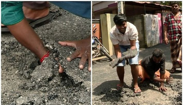 ഇന്നലെ 'ടാറിങ്' നടന്നു! ഇന്ന് പാളികളായി പൊളിക്കാം; ഇതും ഒരു ടാറിട്ട റോഡ്! രാജീവ് നഗർ - ശംഖുമുഖം റോഡിലേത് ടാറിംഗിന്റെ പേരിൽ നടന്ന 'പ്രഹസനമെന്ന്' നാട്ടുകാർ; ഇതിലും ഭേദം കട്ടപ്പാരയുമെടുത്ത് കക്കാനിറങ്ങുന്നതെന്നും പരിഹാസം