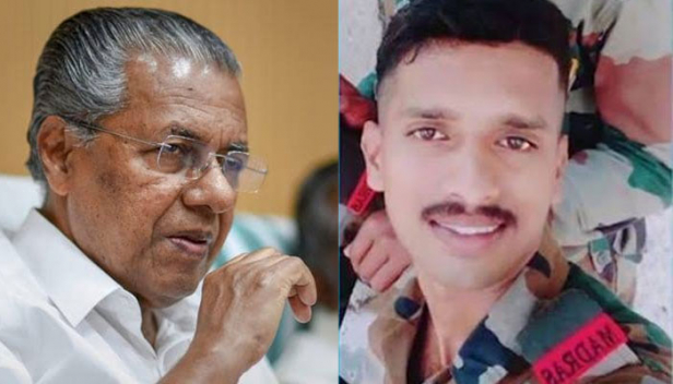 ജമ്മുവിൽ കുഴിബോംബ് പൊട്ടി വീരമൃത്യു വരിച്ച സൈനികൻ അഭിജിത്തിന്റെ കുടുംബത്തിന് പത്തുലക്ഷം രൂപയും ജോലിയും; കുടുംബത്തിന് വീട് വെച്ചു നൽകുമെന്നും മുഖ്യമന്ത്രി പിണറായി