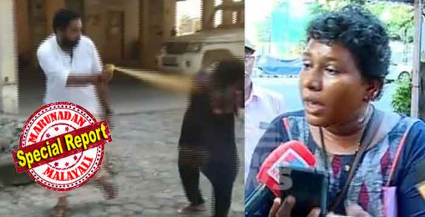 സുപ്രീംകോടതി ഉത്തരവുമായി കൂളായി നടന്നുവന്ന ബിന്ദു അമ്മണി; കാവി മുണ്ടും വെള്ള ഷർട്ടും ഇട്ട അയ്യപ്പ ധർമ്മ സമിതി നേതാവ് എതിർ വശത്ത് നിന്ന് നടന്നു വന്നതും അസ്വാഭാവികത തോന്നിക്കാതെ; ആക്ടിവിസ്റ്റിന്റെ തൊട്ടടുത്ത് എത്തിയപ്പോൾ കയ്യിൽ ഒളിപ്പിച്ച സ്പ്രേയർ ഉപയോഗിച്ച് കണ്ണു നോക്കി പ്രയോഗം; മുഖത്ത് തന്നെ വീണ ദ്രാവകത്തിന്റേത് ചുവപ്പു നിറം; ബിന്ദു അമ്മണിയെ ആസൂത്രിതമായി ആക്രമിച്ചത് പ്രതീഷ് വിശ്വനാഥന്റെ അനുയായി; ബിന്ദു അമ്മണിയെ ആശുപത്രിയിലെത്തിച്ച് അറസ്റ്റിലായത് ഹിന്ദു ഹെൽപ് ലൈൻ നേതാവ് ശ്രീനാഥ് പത്മാനാഭൻ