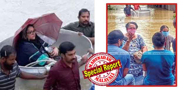 2018ലെ മഹാപ്രളയത്തിൽ വീട്ടിൽ നിന്ന് രക്ഷപ്പെട്ടത് കുട ചൂടി ആശങ്കയുടെ മുഖവുമായി അണ്ടാവിൽ! 2020ൽ അപ്രതീക്ഷിതമായി വെള്ളം നിറഞ്ഞപ്പോൾ രക്ഷിക്കാനെത്തിയത് അഗ്നിശമന സേനയുടെ റബ്ബർ ബോട്ടും; ഭയാശങ്കയൊന്നുമില്ലാതെ അയൽപക്കത്തുള്ളവരുമായി മാസ്ക് ധരിച്ച് കോവിഡുകാലത്തെ രക്ഷപ്പെടൽ; കുണ്ടമൺകടവിലെ വീട്ടിൽ വെള്ളം കയറിയപ്പോൾ മല്ലികാ സുകുമാരനെ സുരക്ഷിത സ്ഥാനത്തെത്തിച്ചത് ഫയർഫോഴ്സ്; പൃഥ്വിരാജിന്റേും ഇന്ദ്രജിത്തിന്റേയും അമ്മയുടെ വീട്ടിൽ വീണ്ടും പ്രളയമെത്തിയപ്പോൾ