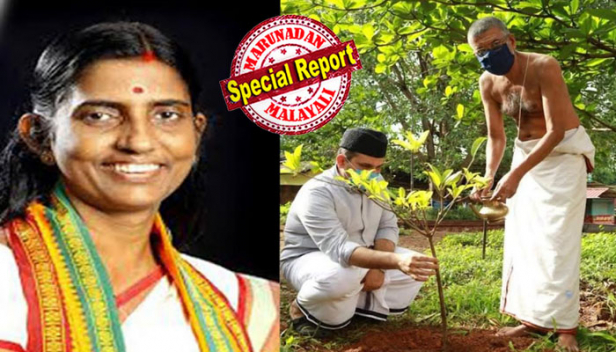 'അടിയന് സന്തോഷായി.. മണികണ്ഠൻ തിരുമേനിക്ക് ഒരു പള്ളിപ്പറമ്പിൽ കൂടി ഒരു തൈ നടാമായിരുന്നു; അതിൽ തങ്ങളുട്ടി വെള്ളവുമൊഴിച്ചാൽ മതേതര വൃക്ഷം തഴച്ചുവളർന്ന് തണലേകുമായിരുന്നില്ലേ? അതോ അമ്പലത്തിൽ മാത്രമേ മതേതരം കുറവുള്ളു എന്നാണോ അടിയൻ ധരിക്കേണ്ടത്! ക്ഷേത്രവളപ്പിൽ പൂജാരിക്കൊപ്പം മരംനട്ട പാണക്കാട് മുനവ്വറലി തങ്ങൾക്കെതിരെ കെ.പി.ശശികല