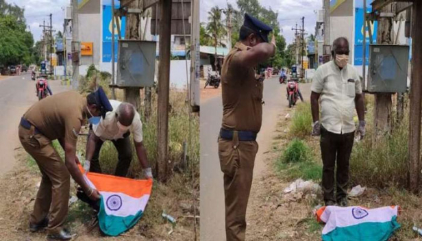 വൈദ്യുതാഘാതമേറ്റ് ചത്ത മയിലിന് ദേശീയ പതാക പുതപ്പിച്ച് സല്യൂട്ട് നൽകി പൊലീസ്; കോയമ്പത്തൂരിലും മയിലിനെ സംസ്കരിച്ചത് ഔദ്യോഗിക ബഹുമതികളോടെ