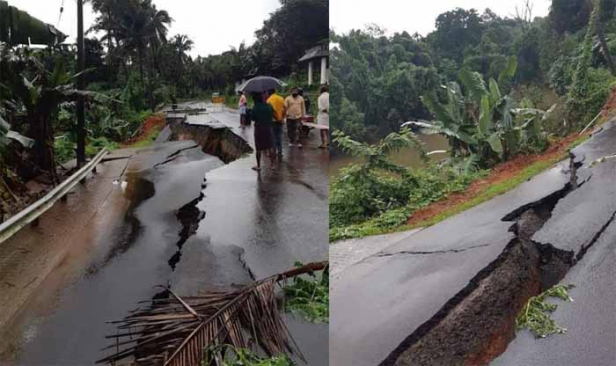 കണ്ണൂർ ജില്ലയിലെ മലയോര ഹൈവേയിൽ ഉളിക്കൽ പയ്യാവൂർ റോഡ് ഇടിഞ്ഞുതാഴ്ന്നു; ഗതാഗതം പൂർണ്ണമായും സ്തംഭിച്ചു; മുണ്ടാനൂർ എസ്റ്റേറ്റിന് സമീപം റോഡ് തകർന്നതിന് കാരണം നിർമ്മാണത്തിലെ അശാസ്ത്രീയതയെന്ന് ആരോപണം