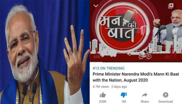 ലക്ഷക്കണക്കിന് വിദ്യാർത്ഥികൾ എന്തുചെയ്യണമെന്നറിയാതെ ആശയക്കുഴപ്പത്തിൽനിൽക്കെ പ്രധാനമന്ത്രി പറയുന്നത് പട്ടികളെ കുറിച്ചും കുട്ടികളുടെ കളിപ്പാട്ടങ്ങളെ കുറിച്ചും; മാൻ കി ബാത്തിന് ഡിസ് ലൈക്കടിച്ച് ഇന്ത്യൻ യുവത്വം; എല്ലാം കോൺഗ്രസുകാർ ഒപ്പിക്കുന്ന വേലയാണെന്ന് ബിജെപിയും