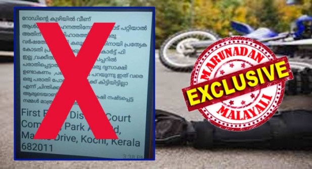 റോഡിലെ കുഴിയിൽ വീണുള്ള പരുക്കിന് ഒരു വർഷത്തോളമായി കലൂരിൽ കോടതിയുണ്ട്; കോർട്ട് ഫീ വേണ്ട, വക്കീൽ വേണ്ട, വെള്ളപേപ്പറിൽ പരാതി പെട്ടാൽ മതി; പക്ഷെ ഒരു പരാതി പോലും അവർക്ക് കിട്ടിയിട്ടില്ല! ചിന്തിക്കൂ..പ്രശനം ആരുടേതാണ്... നമ്മൾ മാത്രമാണ് ഉത്തരവാദി; വാട്സ് അപ്പ് ഗ്രൂപ്പുകളിലെ സന്ദേശം പച്ചക്കളം; മറുനാടൻ അന്വേഷണത്തിൽ തെളിഞ്ഞത്
