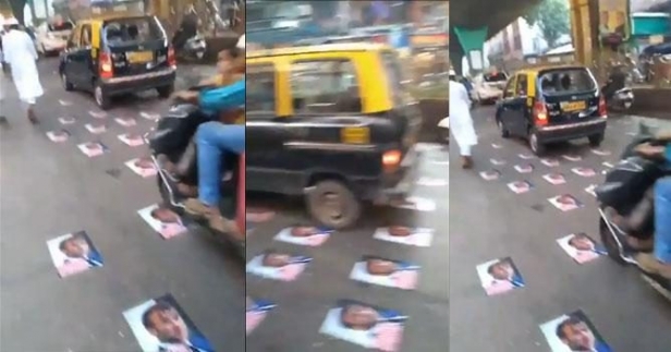 മുംബൈയിലെ റോഡിൽ മാക്രോണിന്റെ പോസ്റ്റർ; മുഹമ്മദലി റോഡിൽ പതിച്ച പോസ്റ്ററുകൾ നീക്കം ചെയ്തത് പൊലീസെത്തി