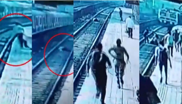 റെയിൽവേ പ്ലാറ്റ്ഫോമിലൂടെ നടന്ന വ്യക്തി തല കറങ്ങി പാളത്തിലേക്ക് വീണു; ട്രെയിൻ പാഞ്ഞടുത്തത് ഞൊടിയിടയിൽ; സ്വന്തം ജീവൻ പണയം വെച്ച് പാളത്തിലേക്ക് എടുത്ത് ചാടി അജ്ഞാതന് രക്ഷകയായി വനിതാ ജീവനക്കാരി: വീഡിയോ കാണാം
