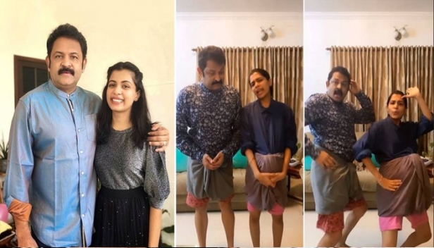 മുണ്ടുമടക്കി കുത്തി കൃഷ്ണ കുമാറും മകൾ ദിയയും; വെറൈറ്റി സ്റ്റെപ്പുമായെത്തിയ ഇരുവരുടേയും 'പെർഫക്ട് ഓകെ' സോഷ്യൽ മീഡിയയിൽ വൈറൽ