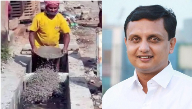 കെട്ടിക്കിടക്കുന്ന വെള്ളത്തിലേക്ക് സിമന്റും മെറ്റലും വാരിയിട്ട് കാന നിർമ്മാണം; ദൃശ്യങ്ങൾ സോഷ്യൽ മീഡിയയിൽ പ്രചരിച്ചതോടെ വീഴ്ച വരുത്തിയ അസിസ്റ്റന്റ് എഞ്ചിനീയർ അടക്കമുള്ള ഉദ്യോഗസ്ഥർക്ക് സസ്പെൻഷൻ