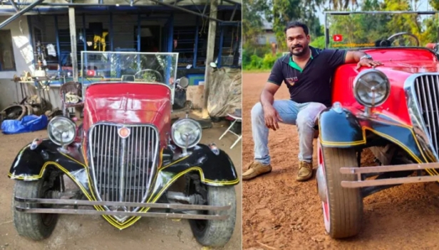 പഴയതല്ല, ഇത് പുതുപുത്തൻ വിന്റേജ് കാർ; രാജകീയ പ്രൗഡിയോടെ പാഴായിയുടെ നാട്ടിടവഴികളിലൂടെ സഞ്ചരിച്ച് ജഗദീഷിന്റെ വിന്റേജ് കാർ: രണ്ടുപേർക്ക് സഞ്ചരിക്കാവുന്ന ഈ കാറിന്റെ ചെലവ് വെറും 85,000 രൂപ