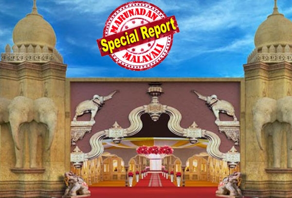 ഉയർന്നു വന്ന താമര മൊട്ട് വിരിഞ്ഞ് മണ്ഡപമായി മാറും; ജോധ്പൂർ കൊട്ടരസമാനമായ അകത്തളങ്ങൾ; നാലു ലക്ഷം ചതുരശ്ര അടിയിൽ കണ്ണഞ്ചിപ്പിച്ച് സാബു സിറിൾ; മകളുടെ വിവാഹ ആഘോഷത്തിന് വിസ്മയത്തിന്റെ പൂർണ്ണതയൊരുക്കി രവിപിള്ള
